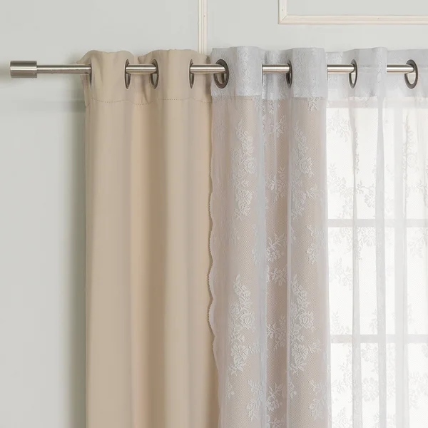 Best Home Fashion 4 Piece Rose Sheers and Blackout Curtain Set Ocean