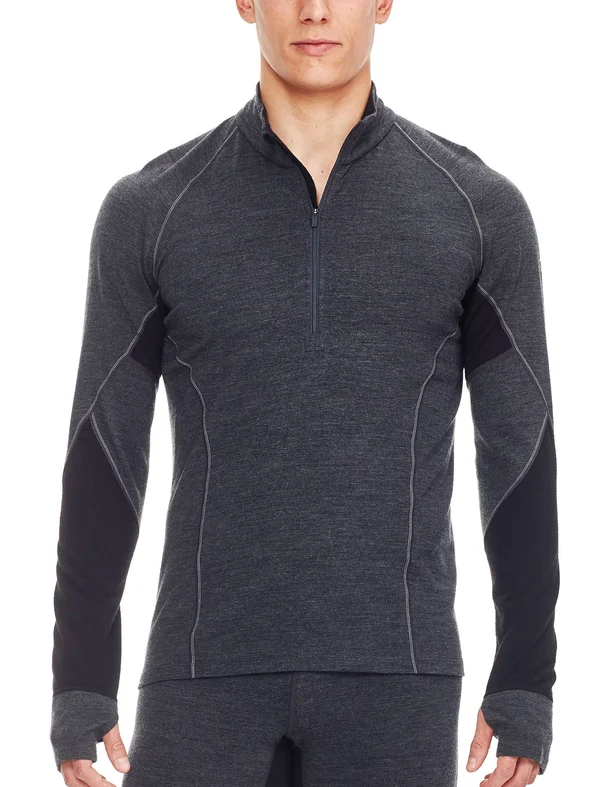 Icebreaker Men's Winter Zone LS Half Zip - Medium - Jet Heather - Black, Lunar
