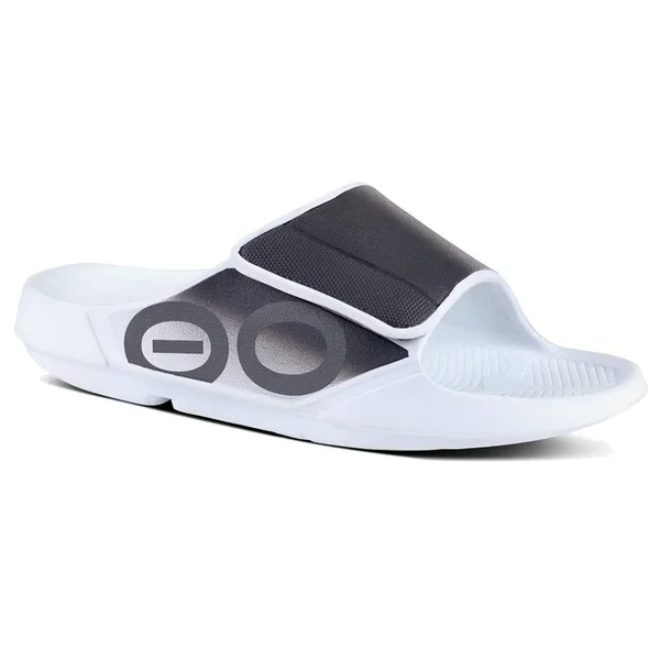 OOFOS OOahh Sport Flex Sandals Adults& - White/Black, M13