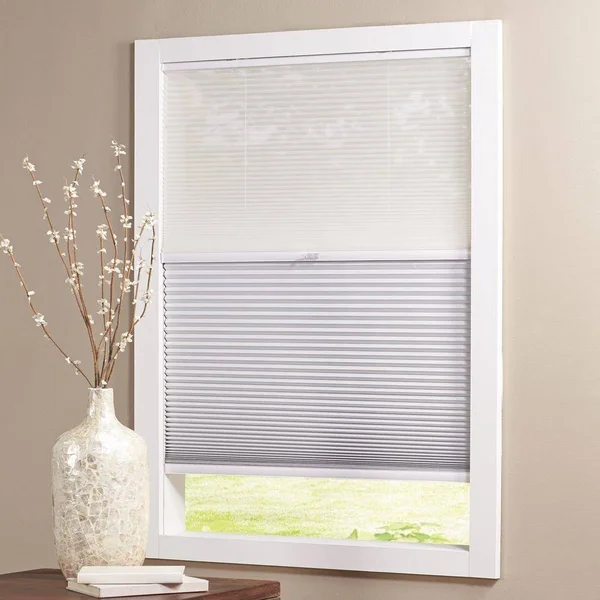 Home Decorators Collection Snow Drift/Shadow White Cordless Day and Night Blackout Cellular Shade - 65.5 in. W x 48 in. L