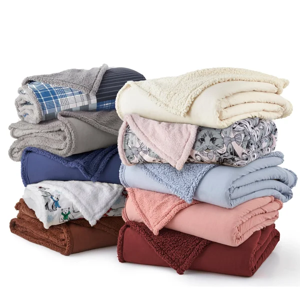 Micro Flannel REVERSE to Sherpa Blanket - Full/Queen, Greystone