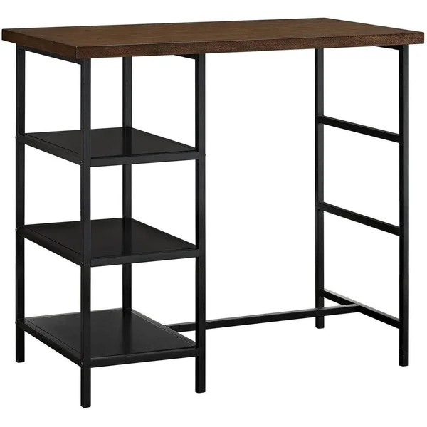 Mainstays 3-Piece Metal Pub Set with Wood Top, Dark Mahogany
