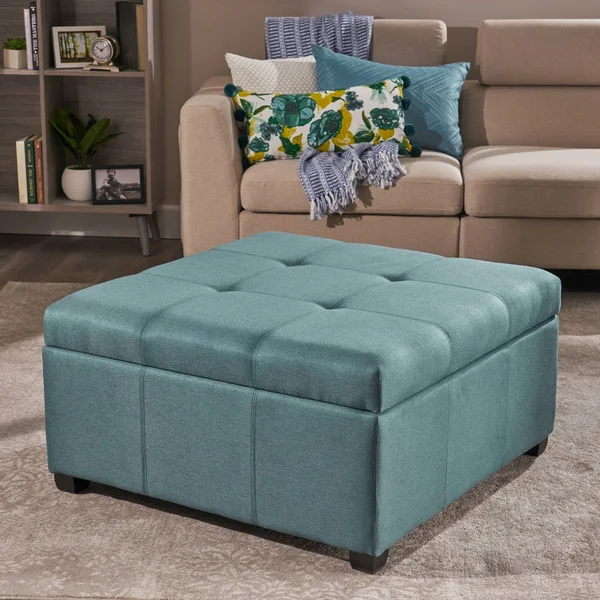 Christopher Knight Home Carlsbad Fabric Storage Ottoman - Dark Blue