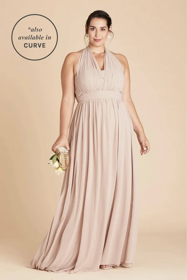 Birdy Grey Grace Convertible Chiffon Bridesmaid Dress in Taupe XXL, Taupe
