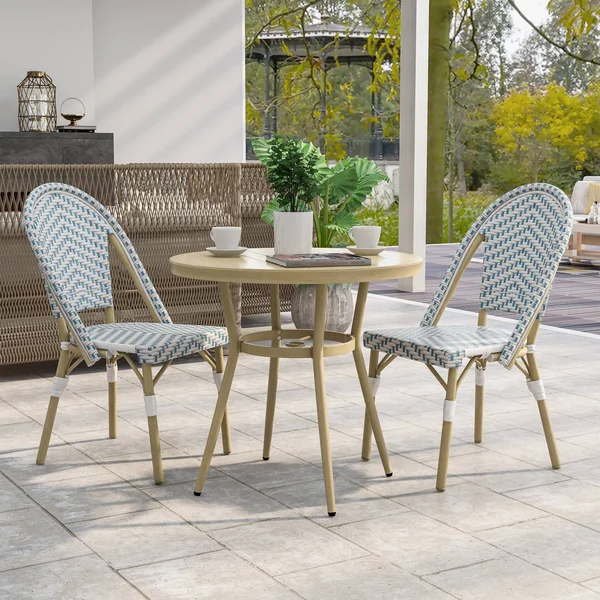 Furniture of America Ariel Natural Tone 32-Inch 3-Piece Bistro Set - Navy