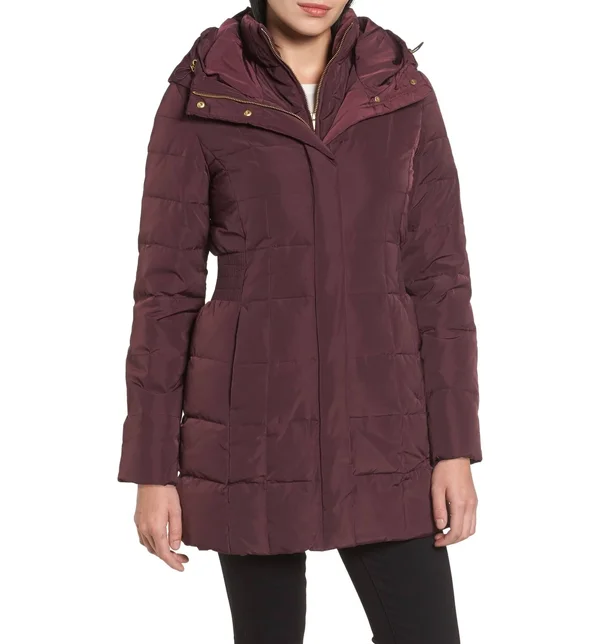 Cole Haan Women's Portrait Collar Puffer Coat - Merlot - Size Xxs