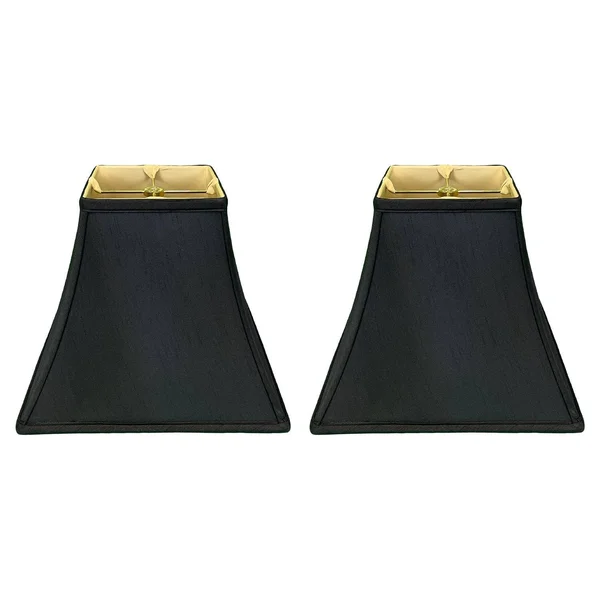 Royal Designs Square Bell Lamp Shade, Black, 7x14x11.5 - Set of 2