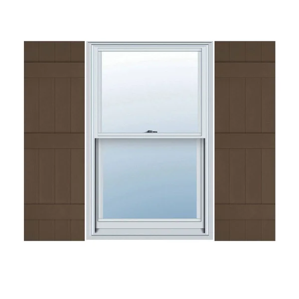 Ekena Millwork LJ4S14X07500FB Lifetime Vinyl Standard Four Board Joined Board-n-Batten Shutters with Shutter-Loks per Pair, 14 x