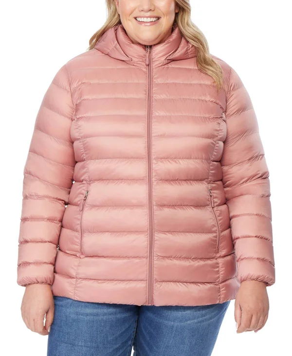 32 Degrees Hooded Packable Down Puffer Coat Plus Size 0x Pink
