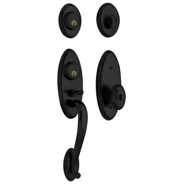 Baldwin Landon Single Cylinder Handleset with Interior Knob, Black