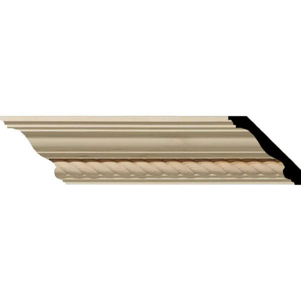 Ekena Millwork MLD02X02X03ADMA Andrea Rope Carved Wood Crown MOULDING - 2 1/4x22H x 2 3/8x22P x 3 1/4x22F, Maple
