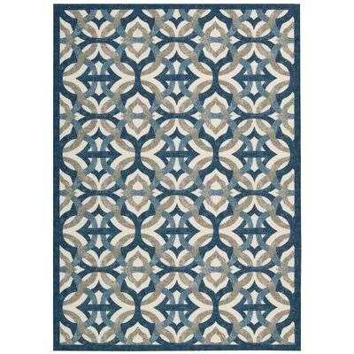 Wifrith Geometric Gray/Blue Indoor/Outdoor Area Rug Charlton Home Rug Size: Rectangle 5&3x22 x 7&5x22
