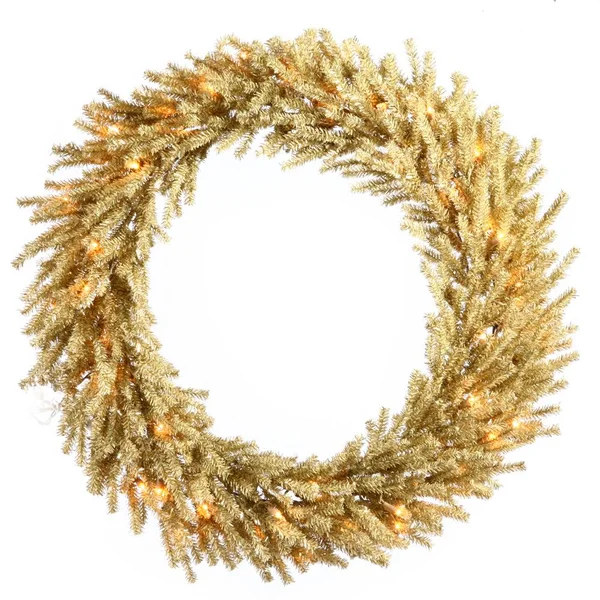 Vickerman 30 inch Champagne Wreath DuraLit 50 Clear Lights