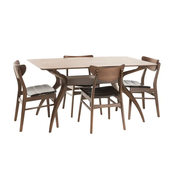Anise 5 Piece Dining Set - Natural Walnut/Dark Brown - Christopher Knight Home