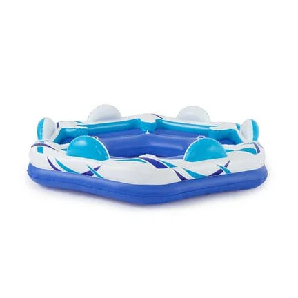 Summer Waves - Inflatable 6 Person Party Pad Pool Beach Lake Float with Cupholders