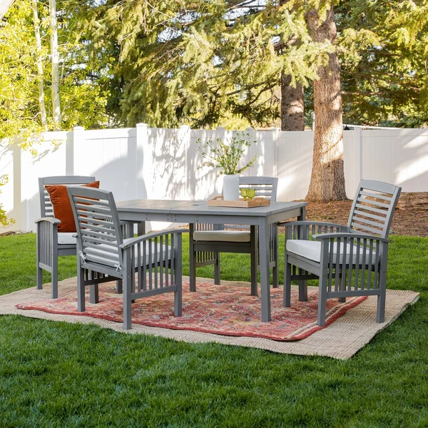 5-Piece Acacia Outdoor Dining Set (Dark Brown) - Patio Furniture