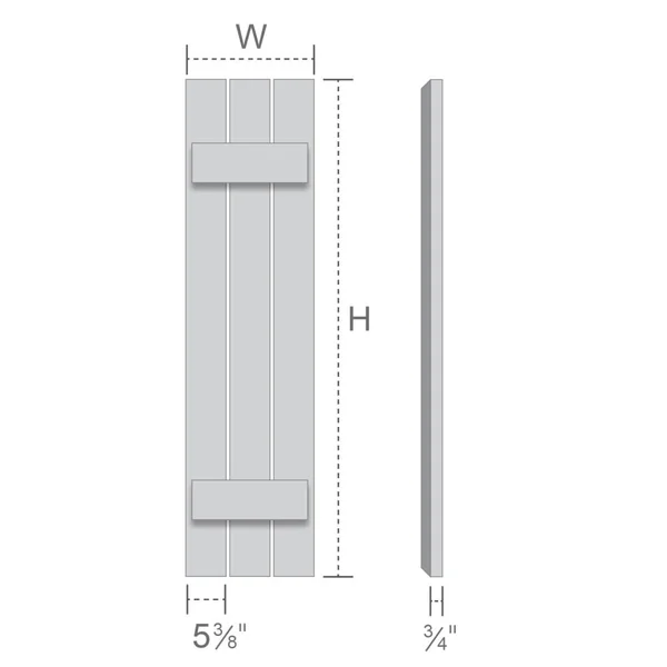 Ekena Millwork RBS06S23X064RWR 23x22W x 64x22H TimberCraft Four 5 3/8x22 Boards Spaced Board-n-Batten Shutters, Rough Sawn Weste