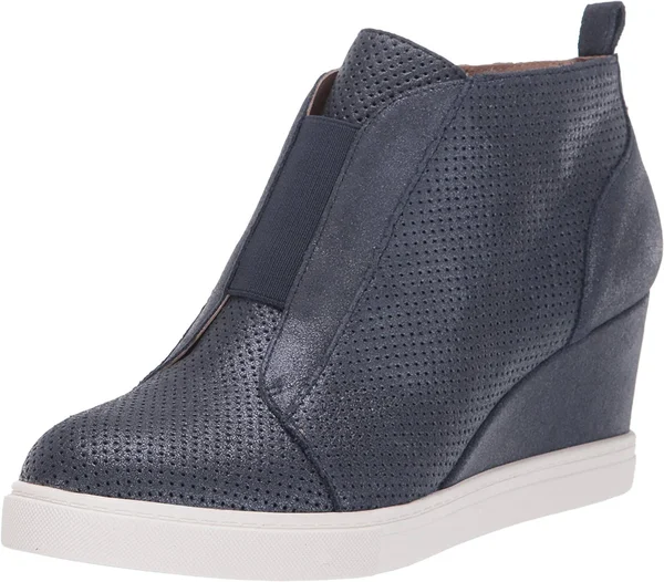 Women's Linea Paolo Felicia II Wedge Bootie Sapphire Suede, 6 M
