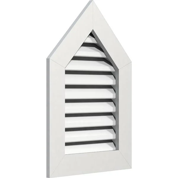 28 inchw x 30 inchh Peaked Top Gable Vent (33 inchw x 35 3/4 inchh Frame Size) 14/12 Pitch: Functional - PVC Gable Vent w/ 1 inch