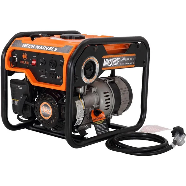 Mech Marvels 1, 500-Watt/1, 200-Watt Recoil Start Dual Fuel Propane or Gasoline Portable Power Generator MM2350DF