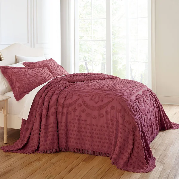 Georgia Chenille Bedspread by Brylanehome in Burgundy