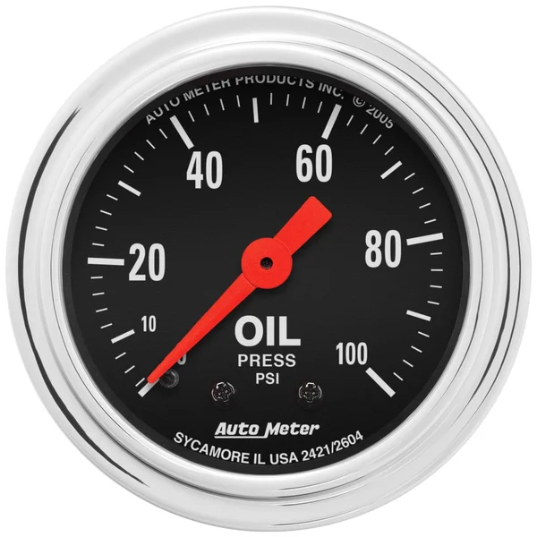 Auto Meter 2421 Traditional Chrome Mechanical Oil Pressure Gauge
