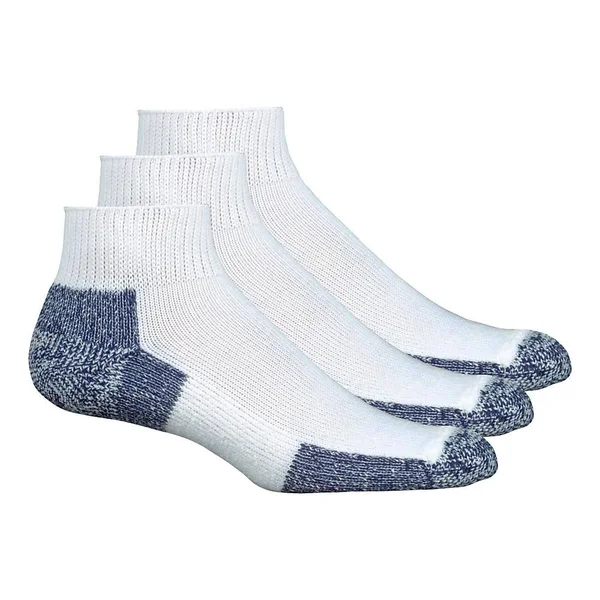 Thorlos Running No Show Roll Top 3 Pack Socks, White/Navy Thorlos Socks from Road Runner Sports.