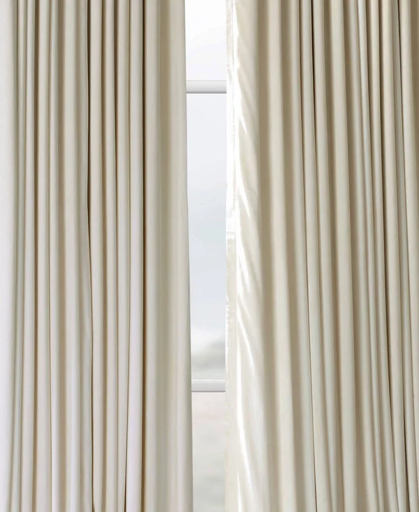 Ivory Velvet Blackout Extra Wide Curtain PANEL - Beige