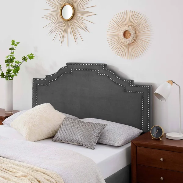 King/California King Lucia Performance Velvet Headboard Charcoal - Modway