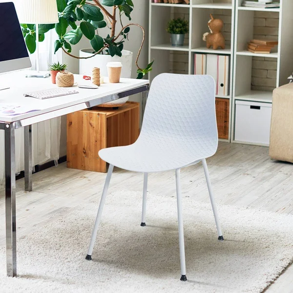 Set of 4 Dining Plastic Chair with Metal Legs sage-White