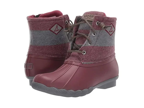Sperry Saltwater Varsity Stripe Wool (Wine/Grey) Women's Rain Boots