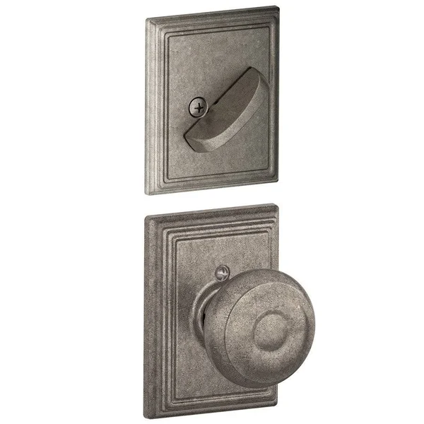 Schlage F59 Georgian with Addison Rose Interior Active Trim Distressed Nickel Finish