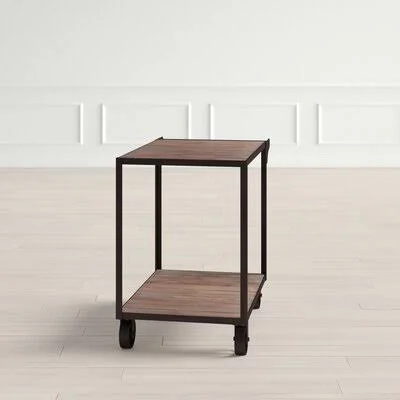 Narmada Bar Cart Frame Color: Antique Black - Top Color: Light Brown
