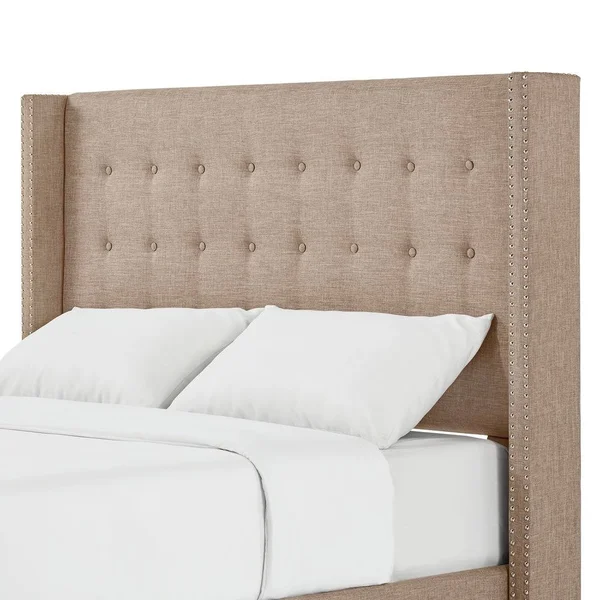 Melina Linen Wingback Headboard by Inspire Q Bold - Beige - King