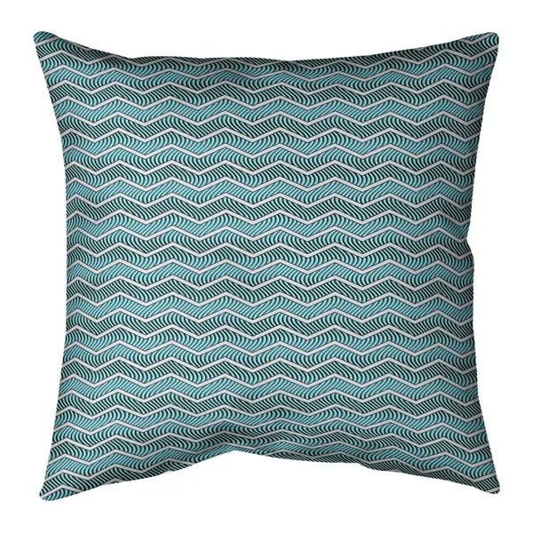 Color Wavy Chevrons Throw Pillow - 14 x 14 - Teal - Faux Suede