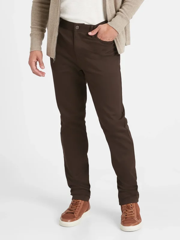 Banana Republic Men's Slim Traveler Pant Brown Coffee Bean Size 33W 32L