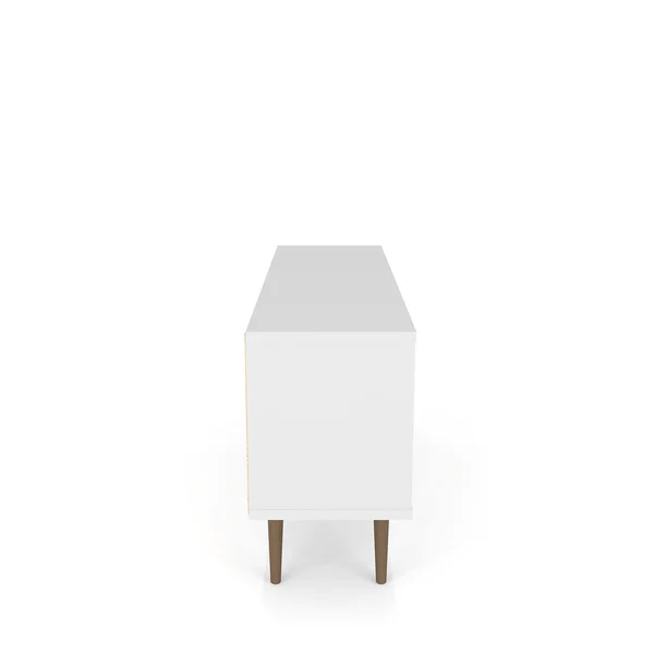Manhattan Comfort - Liberty 53.14x22 Mid Century Modern TV Stand 5 Shelves White/3D Brown Prints