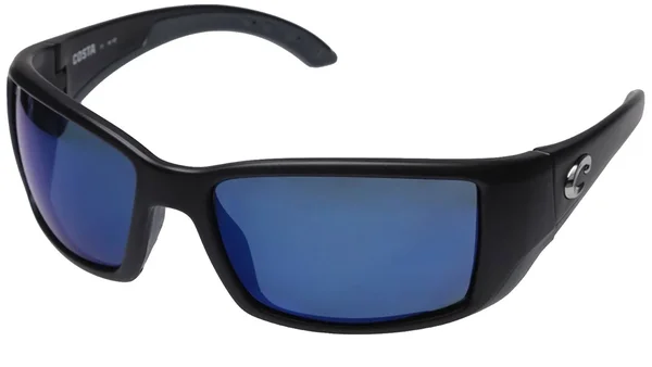 Costa Del Mar Blackfin Black Sunglasses, Blue Mirror 580p