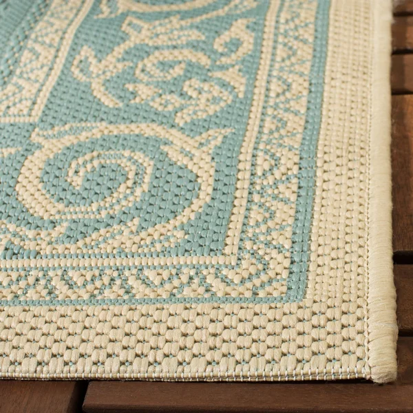 Safavieh Courtyard CY6107-25 5&3x22 x 7&7x22 Aqua, Cream Area Rug
