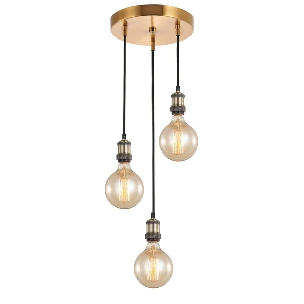 Woodbridge Lighting 18324-G125 Fulton 3 Light 15x22 Wide Multi Light Pendant Antique Brass - Brass Indoor Lighting Pendants