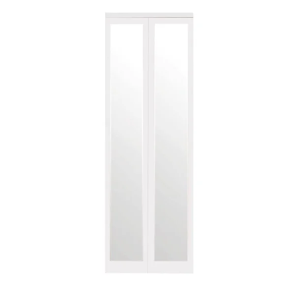 Impact Plus 36 in. x 80 in. Mir-Mel Mirror Solid Core White MDF Full-Lite Interior Closet Wood Bi-Fold Door with White Trim