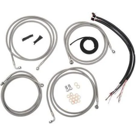 La Choppers LA-8210KT2A-16B Complete Handlebar Cable and Brake Line Kit - Black Vinyl/Stainless