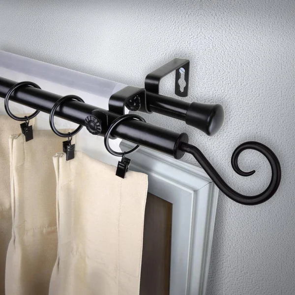 Rod Desyne Curl Double Curtain Rod - Black