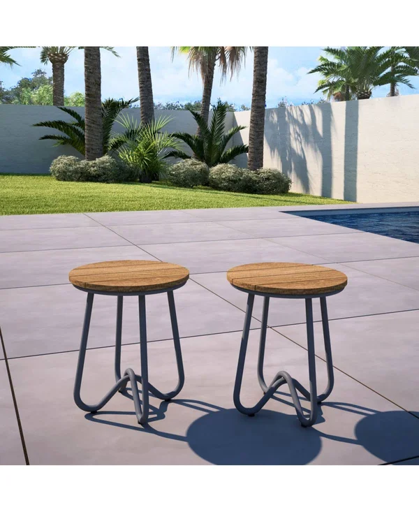 Novogratz Poolside Collection, Bobbi Outdoor Bistro Stools, 2-Pack, Turquoise, Blue