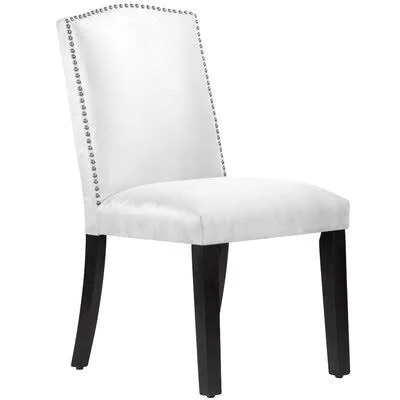 Nadia Upholstered Parsons Chair Wayfair Custom Upholstery Upholstery Color: Premier White, Leg Color: Black Wood