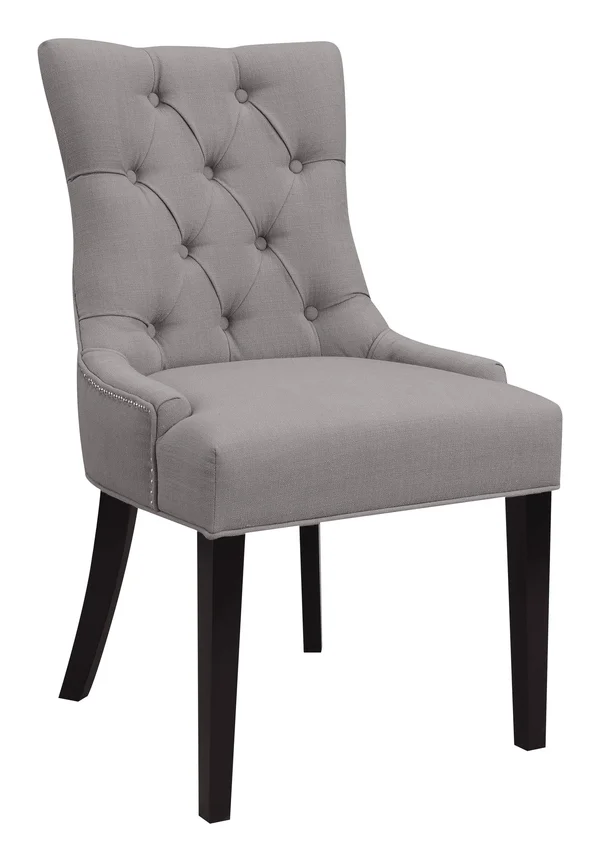 Upholstered Button Tufted Dining Chair in Warm Gray