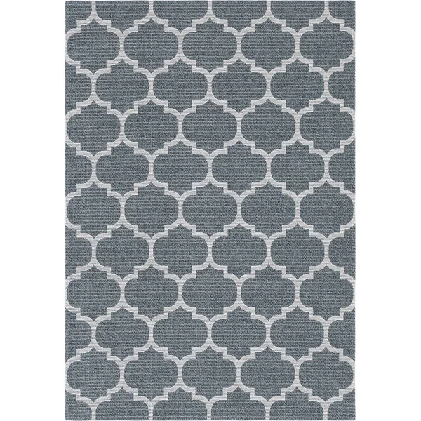 Unique Loom Decatur Trellis Navy Blue/Ivory 4 ft. 2 in. x 6 ft. Area Rug