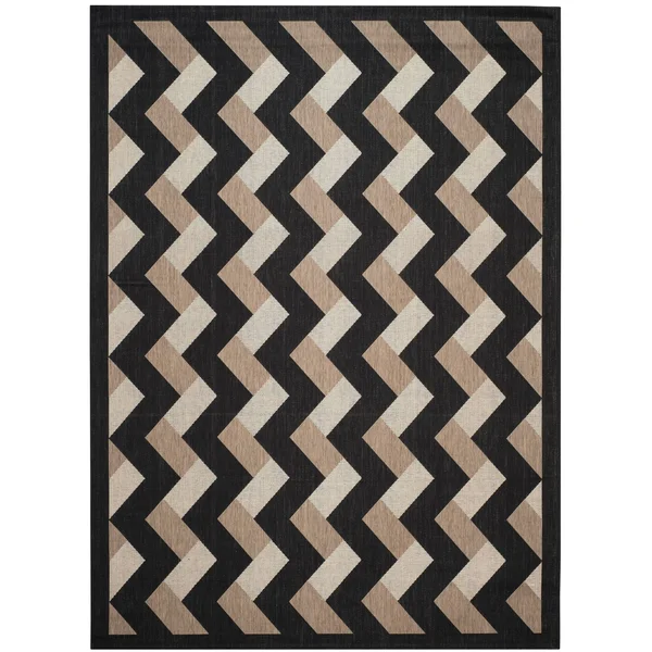 Safavieh Indoor/ Outdoor Courtyard Navy/ Beige Rug - 8& x 11&