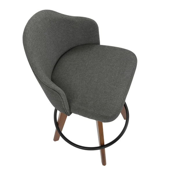 LumiSource Ahoy Counter Stool Grey Fabric Walnut