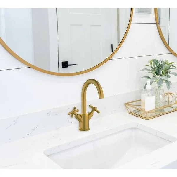 Ancona AN-4324 Prima Double Cross Handle Single Hole Bathroom Faucet Finish: Brushed Gold